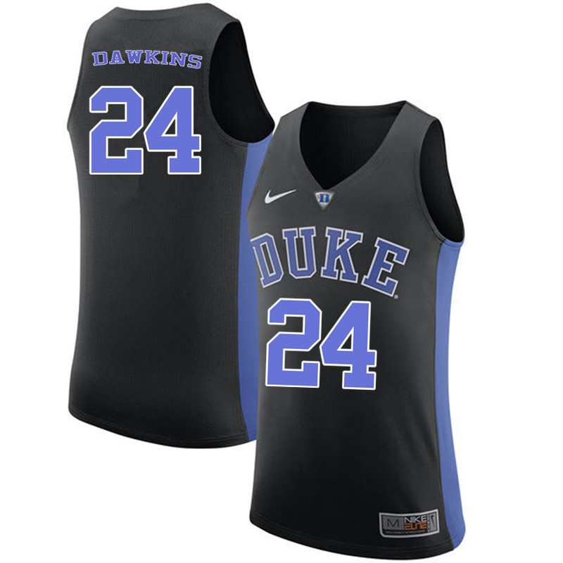 Men #24 Johnny Dawkins Duke Blue Devils College Basketball Jerseys-Black - Click Image to Close